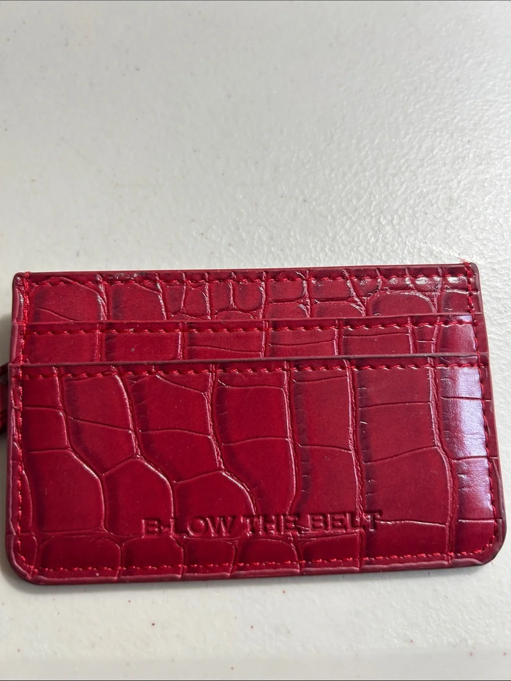 B-Low the Belt Red Croc-Embossed Card Sleeve